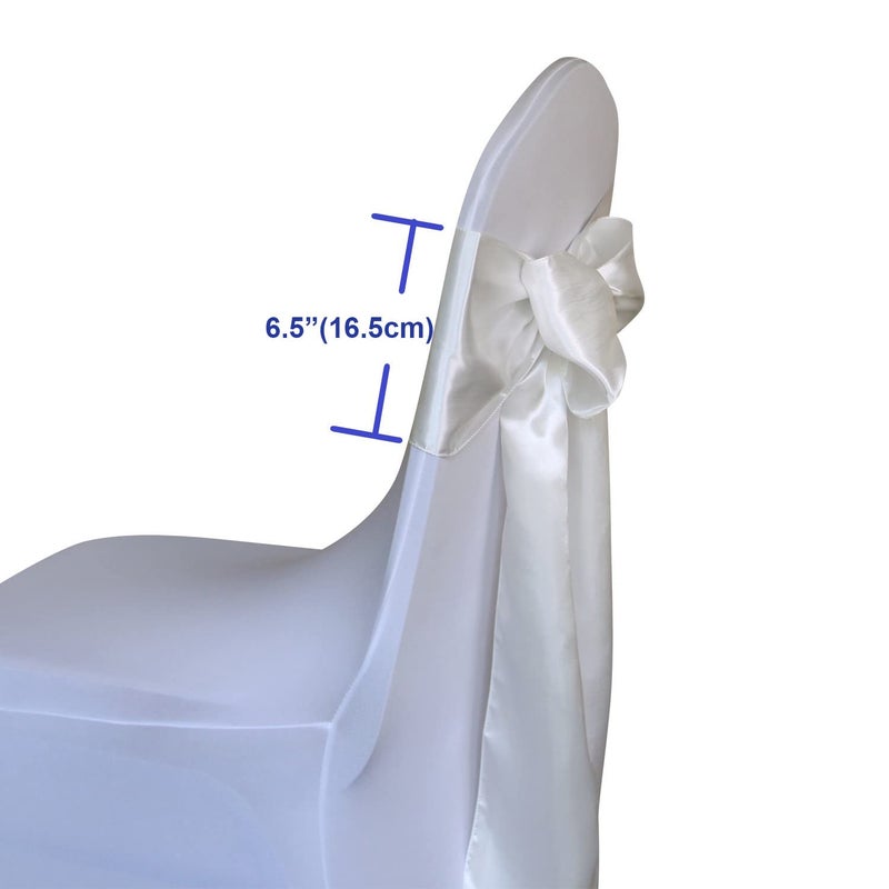WELMATCH Ivory Satin Chair Sashes Ties 50 pcs Wedding Banquet Party Event Decoration Chair Bows (Ivory, 50) - Image 4